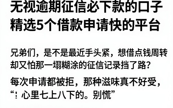 无视逾期征信必下款的口子，精选5个借款申请快的平台