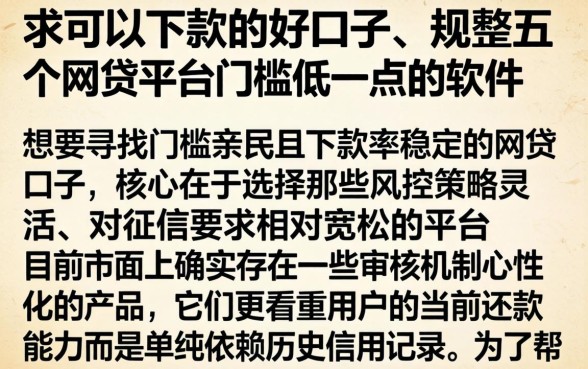 求可以下款的好口子,规整五个网贷平台门槛低一点的软件
