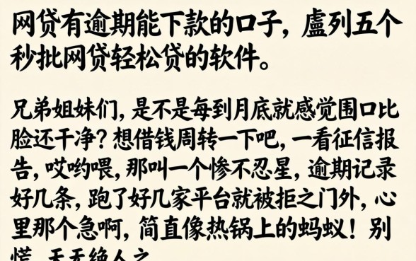网贷有逾期能下款的口子，胪列五个秒批网贷轻松贷的软件