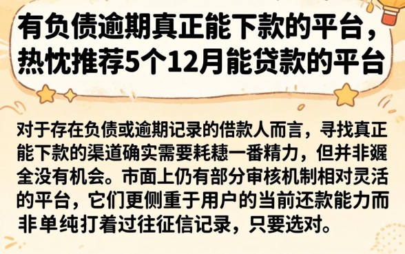 有负债逾期真正能下款的平台,热忱推荐5个12月能贷款的平台