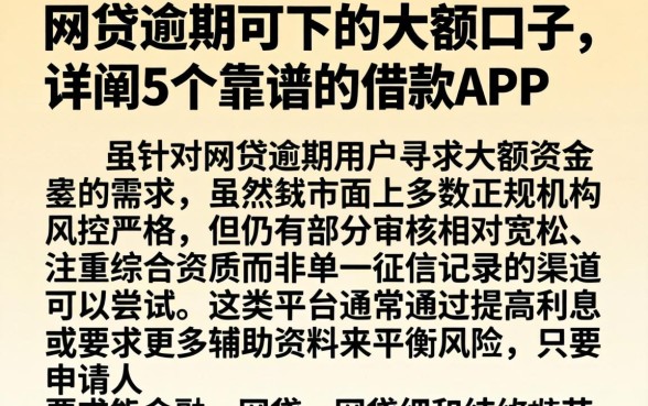网贷逾期可下的大额口子，详细阐述5个靠谱的借款app
