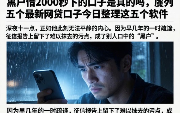 黑户借2000秒下的口子是真的吗，胪列五个最新网贷口子今日整理这五个软件