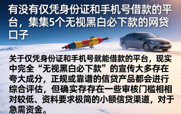 有没有仅凭身份证和手机号借款的平台，归集5个无视黑白必下款的网贷口子