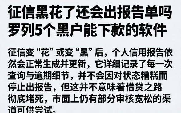 征信黑花了还会出报告单吗，罗列5个黑户能下款的软件