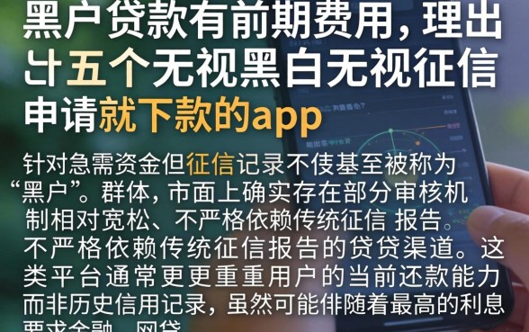 黑户贷款有前期费用，理出五个无视黑白无视征信申请就下款的app