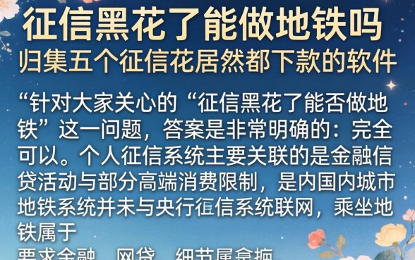 征信黑花了能做地铁吗,归集五个征信花居然都下款的软件