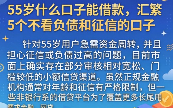55岁什么口子能借款，汇整5个不看负债和征信的口子