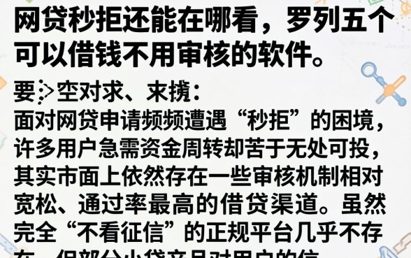 网贷秒拒还能在哪看，罗列五个可以借钱不用审核的软件