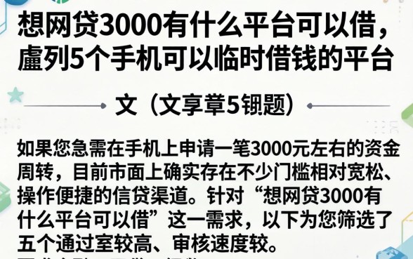 想网贷3000有什么平台可以借,胪列5个手机可以临时借钱的平台