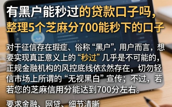 有黑户能秒过的贷款口子吗，整理5个芝麻分700能秒下的口子