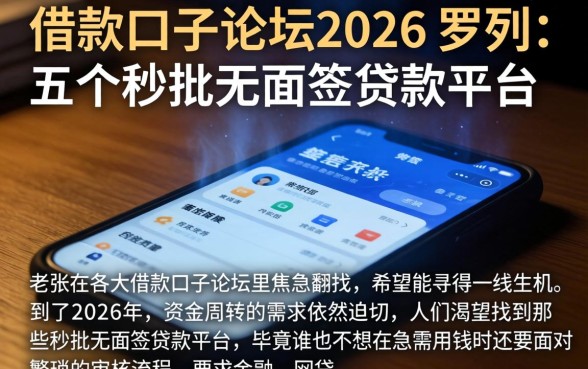 借款口子论坛2026，罗列五个秒批无面签贷款平台