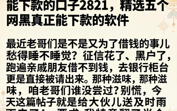 能下款的口子2821,精选五个网黑真正能下款的软件