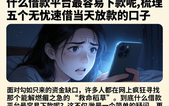 什么借款平台最容易下款呢，梳理五个无忧速借当天放款的口子