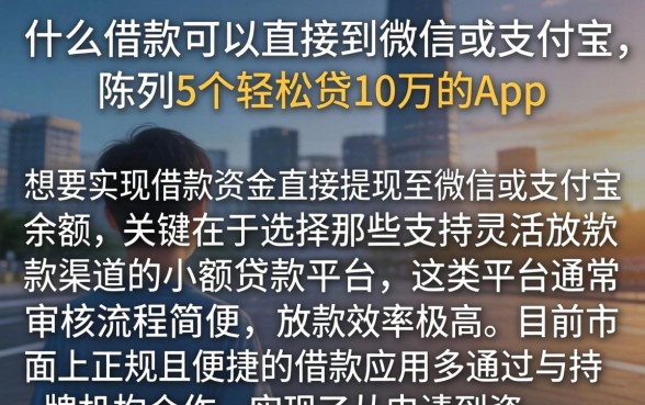 什么借款可以直接到微信或支付宝，陈列5个轻松贷10万的app