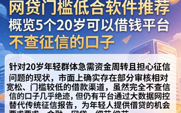 网贷门槛低的软件推荐,概览5个20岁可以借钱平台不查征信的口子