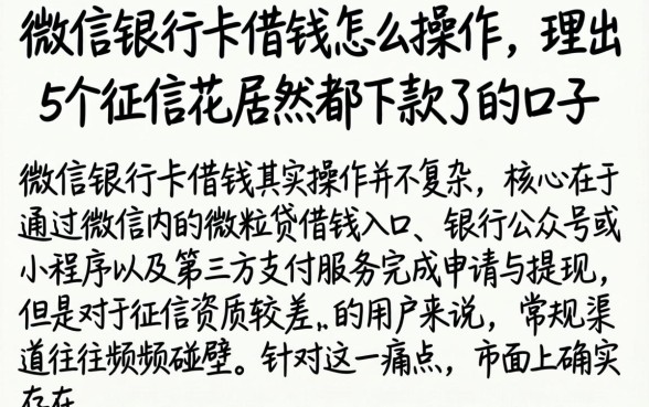 微信银行卡借钱怎么操作，理出5个征信花居然都下款了的口子