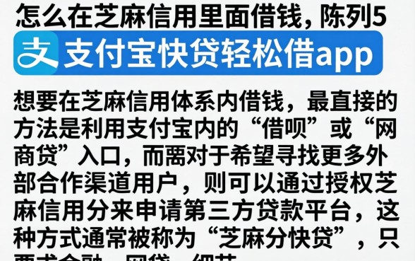怎么在芝麻信用里面借钱，陈列5个支付宝快贷轻松借app