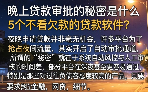 晚上贷款审批的秘密是什么，详细阐述5个不看欠款的贷款软件