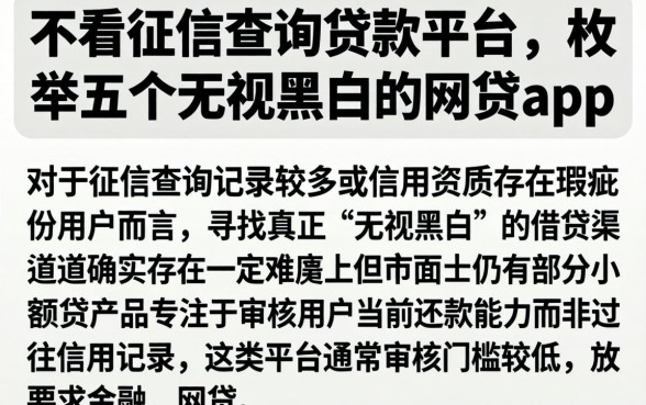 不看征信查询贷款平台,枚举五个无视黑白的网贷app