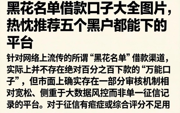 黑花名单借款口子大全图片，热忱推荐五个黑户都能下的平台