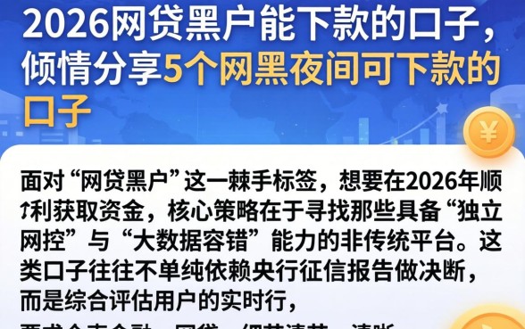2026网贷黑户能下款的口子,倾情分享5个网黑夜间可下款的口子