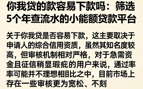 你我贷的款容易下款吗，筛选5个不查流水的小额度贷款平台