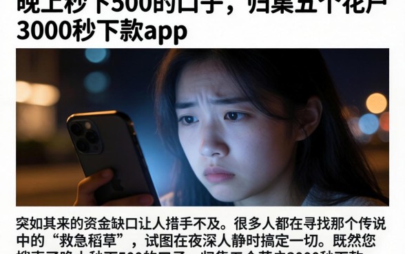 晚上秒下500的口子，归集五个花户3000秒下款app
