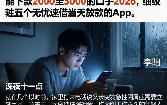 能下款2000至3000的口子2026，细致阐述五个无忧速借当天放款的app