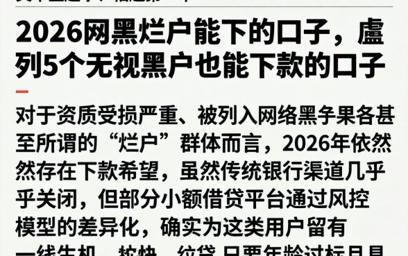 2026网黑烂户能下的口子，胪列5个无视黑户也能下款的口子