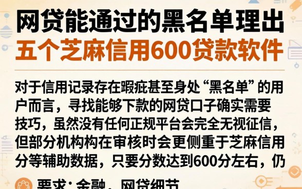 网贷能通过的黑名单，理出五个芝麻信用600贷款软件