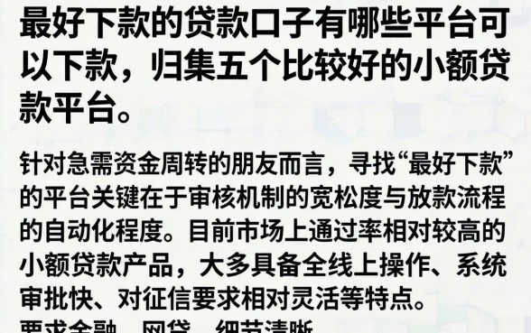 最好下款的贷款口子有哪些平台可以下款，归集五个比较好的小额贷款平台
