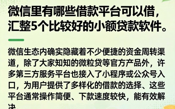 微信里有哪些借款平台可以借,汇整5个比较好的小额贷款软件