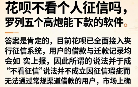 花呗不看个人征信吗,罗列五个高炮能下款的软件