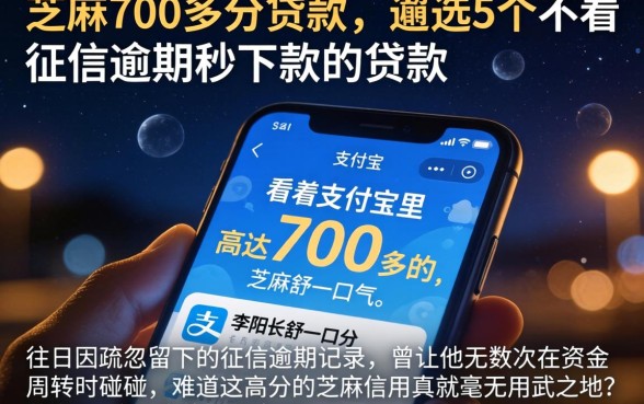 芝麻700多分贷款,遴选5个不看征信逾期秒下款的贷款