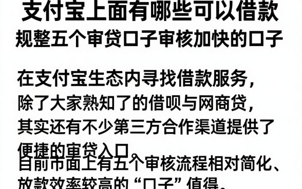 支付宝上面有哪些可以借款，规整五个审贷口子审核加快的口子