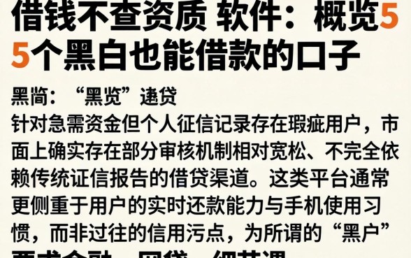 借钱不查资质的软件，概览5个黑户也能借款的口子