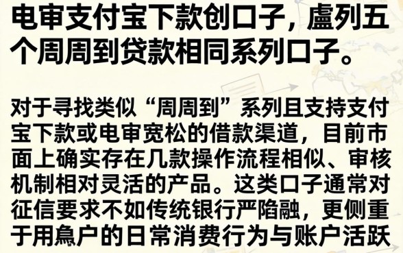 电审支付宝下款的口子，胪列五个周周到贷款相同系列的口子