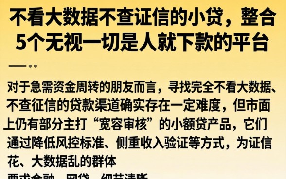不看大数据不查征信的小贷,整合5个无视一切是人就下款的平台