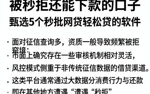 被秒拒还能下款的口子，甄选5个秒批网贷轻松贷的软件