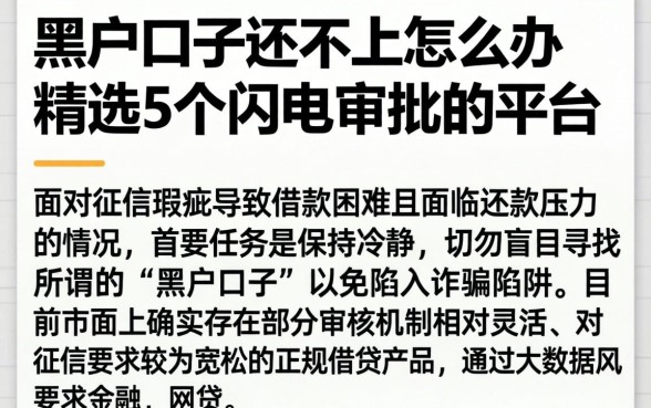 黑户口子还不上怎么办，精选5个闪电审批的平台