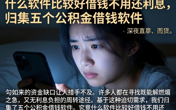 什么软件比较好借钱不用还利息，归集五个公积金借钱软件