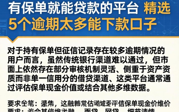 有保单就能贷款的平台，精选5个逾期太多能下款口子