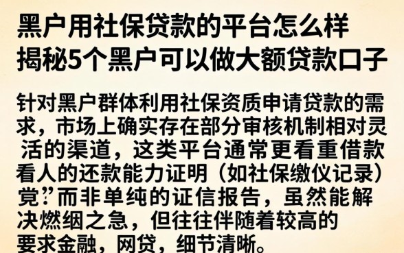 黑户用社保贷款的平台怎么样，揭秘5个黑户可以做大额贷款口子