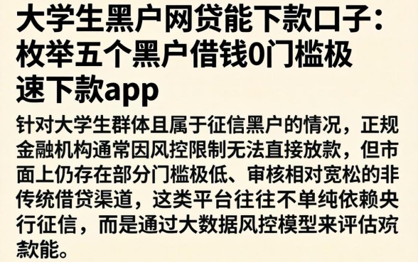 大学生黑户网贷能下款的口子，枚举五个黑户借钱0门槛极速下款app