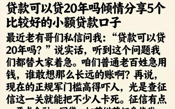 贷款可以贷20年吗，倾情分享5个比较好的小额贷款口子