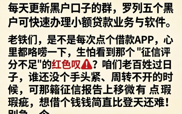 每天更新黑户口子的群，罗列五个黑户可快速办理小额贷款业务的软件