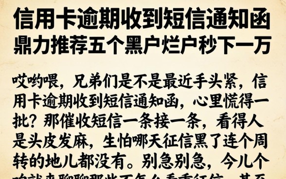 信用卡逾期收到短信通知函，鼎力推荐五个黑户烂户秒下一万