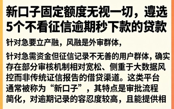 新口子固定额度无视一切，遴选5个不看征信逾期秒下款的贷款