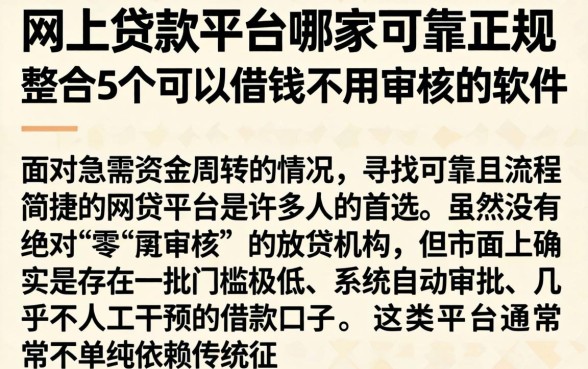 网上贷款平台哪家可靠正规，整合5个可以借钱不用审核的软件