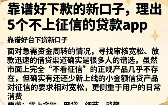 靠谱好下款的新口子，理出5个不上征信的贷款app